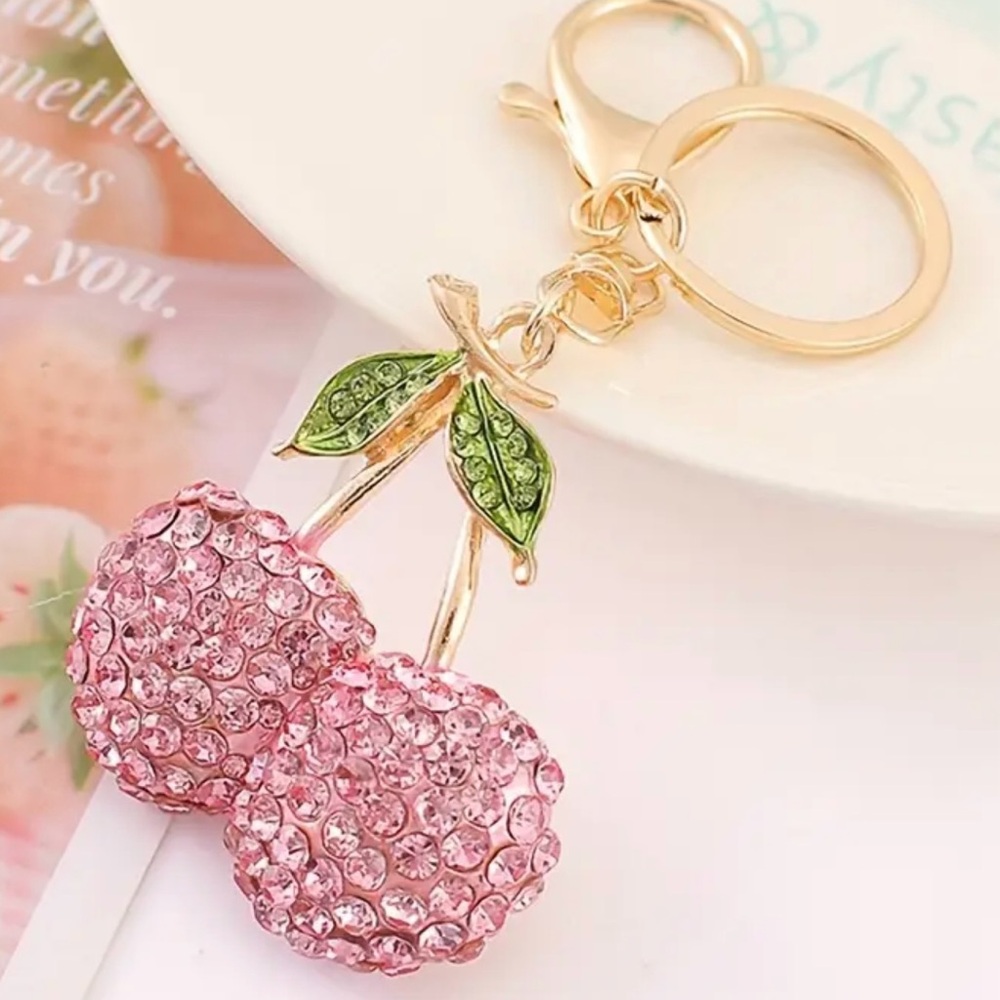 NWT Pink Crystal Cherry Purse Charm